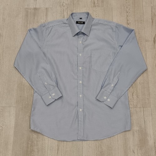 Georgio Armani Blue Check Long Sleeve Formal Casual Button Shirt Size Large - Picture 2 of 5
