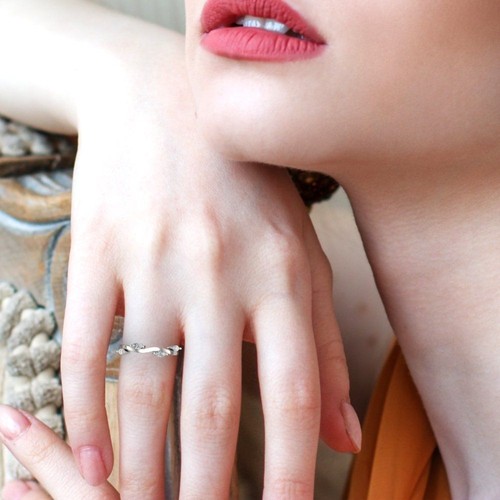 0.4 tcw Marquise Cut Engagement Ring for Women 14K White Gold Clear Promise Ring - Picture 5 of 5