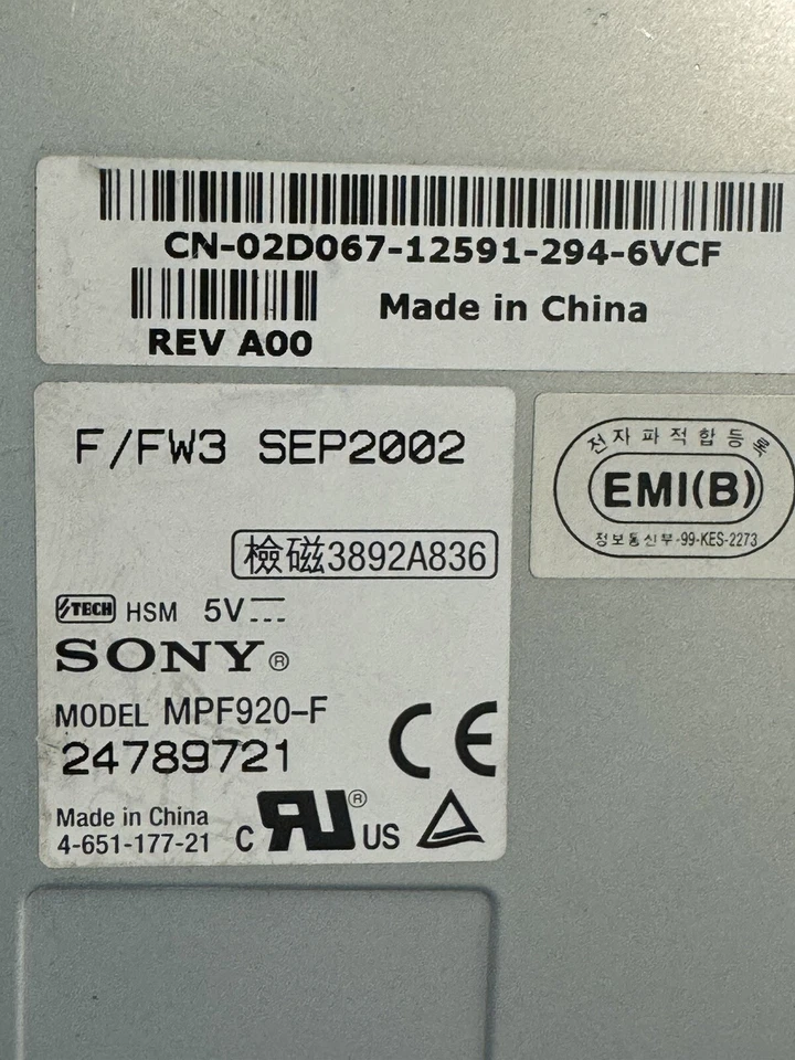 💾💻 Sony MPF920-F Internal 3.5” Floppy Disk Drive 1.44MB 4-651-17721 W/ Cable - Image 3 of 4