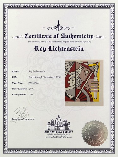 Roy Lichtenstein, Orig.° Hand-signed Lithograph with COA & Appraisal of $3,500#* - Picture 5 of 12