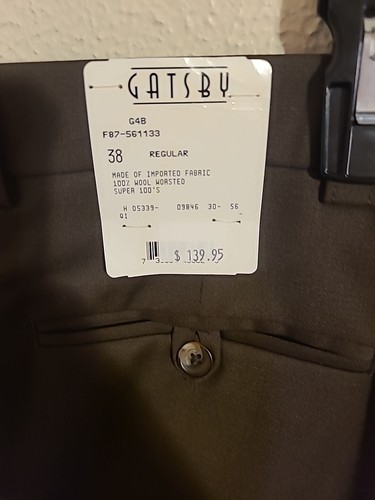 Gatsby Golf Pants Mens Size 38 Black Chino Wool Stretch Italy NWT - Picture 4 of 5