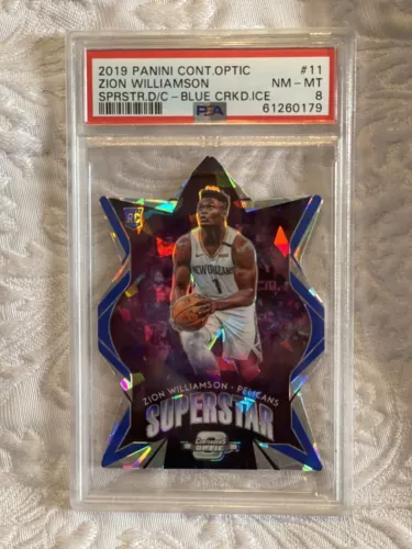 2019 Panini Contenders Optic Superstar Blue Ice Zion Williamson ROOKIE #11 PSA 8