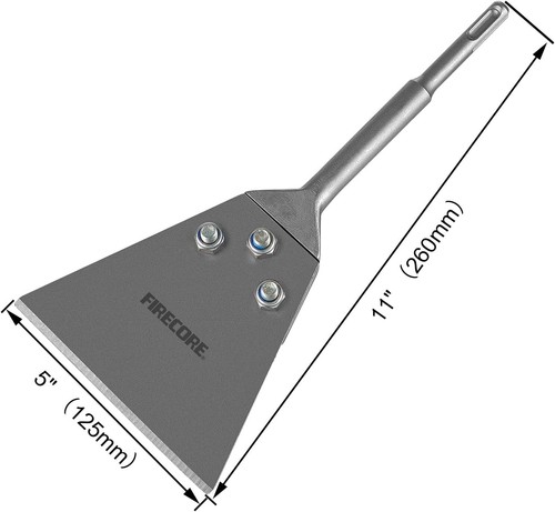 5" Wide SDS Plus Tile Removal Scraper Tool With Long Handle & Ergonomic Design - Picture 8 of 10