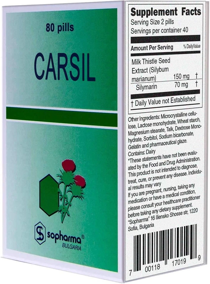 SOPHARMA Carsil Milk Thistle Extract Carsil (80 Tab) Natural Detox