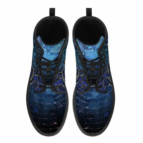 Kraken Winter Gothic Boots Blue Black Women Steampunk Squid Flat Shoe3 4 5 6 7 8 - Picture 4 of 11