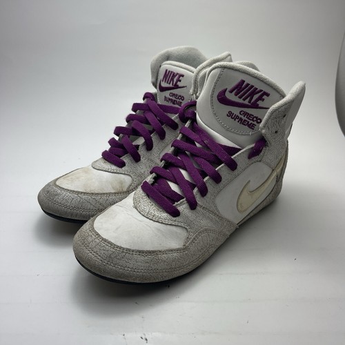 Nike Greco Supreme Womens 8 Wrestling Shoes White Purple HiTop 316552-111 - Bild 6 von 13