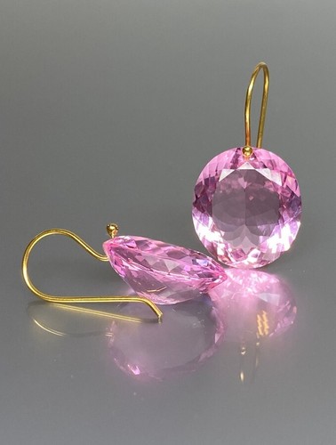 14k Pink Topaz Earrings 925 Sterling Silver Pink Oval Dangle Earrings For Her - 第 45/83 張圖片