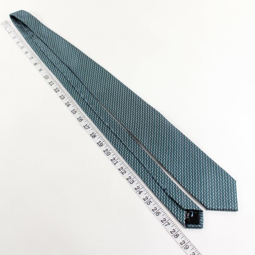Massimo Bizzocchi Krawatte Neu ohne Etikett In Hellgrün Blau & Weiß Geometrisch - Bild 3 von 7