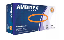 Ambitex Vinyl Powder-Free General Purpose Gloves, Medium, Box Of 100 (2 BOXES)