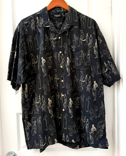 Christian Dior Men's Black Sculpture Figure Study Print Button Down Shirt XL