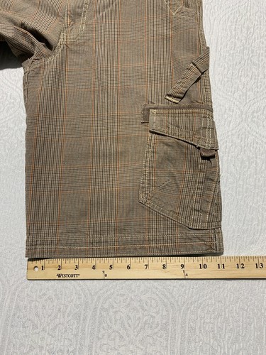 Mossimo Carpenter Cargo Shorts Boys Size 16 Brown Plaid - Picture 10 of 10