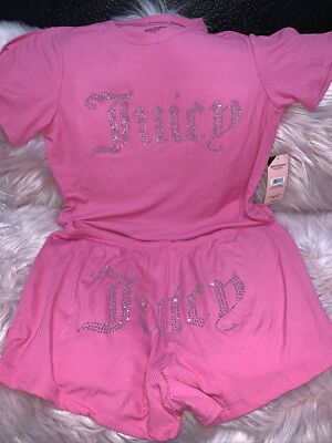 JUICY COUTURE Short Sleeve Tee And Shorts Pajama Set Velvet