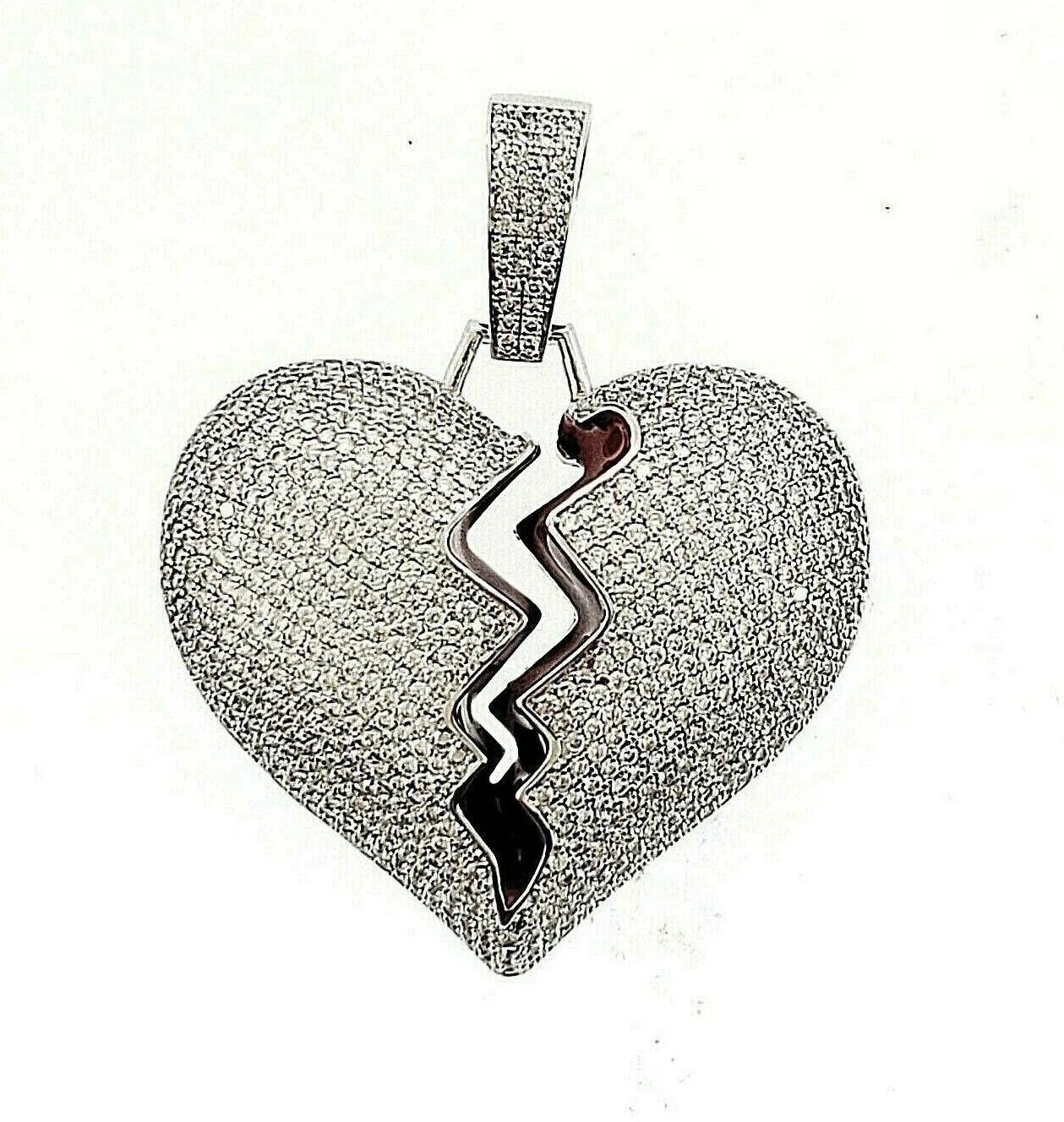 VETEMENTS Ciondolo cuore a grappolo diamante simulato taglio tondo 2 72 ct placcato oro bianco 14 kt