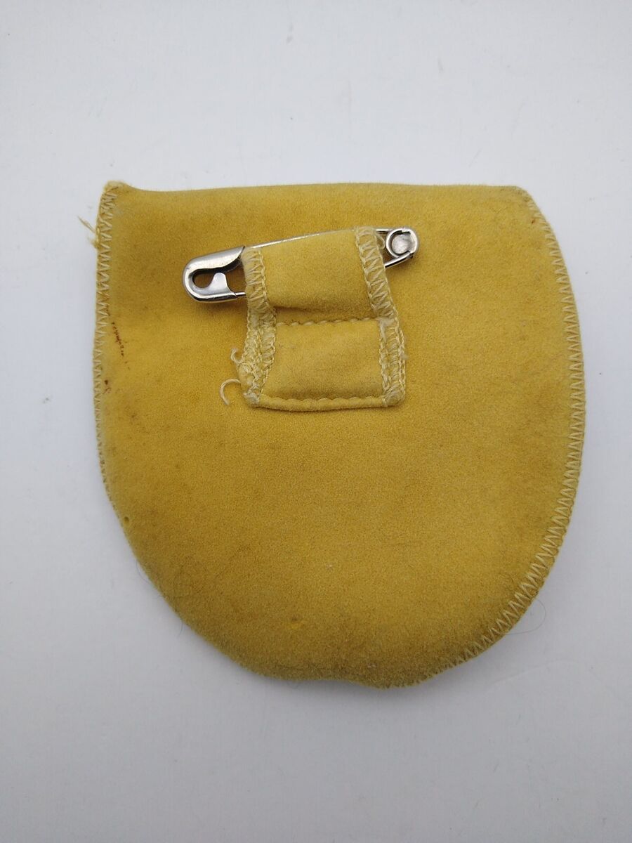 Vintage Hidden Secret Bra Wallet Money Pouch Pocket Safety Pin 3.25x3.25  Yellow