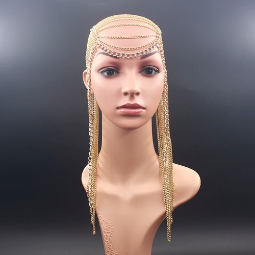 Luxus Haarschmuck Party Zubehör Vollmetall Kette Quaste Punk Head Kette - Bild 4 von 10