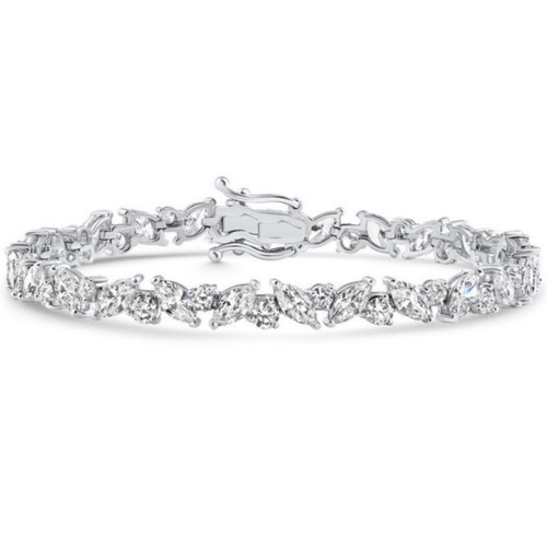 Tennisarmband 5,99 kt D/VVS Lab Grown Marquise rund Diamant, Weißgold - Bild 4 von 9