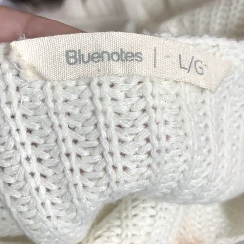 White Cream Fringe Knit Sweater BLUENOTES size Large - Picture 7 of 8