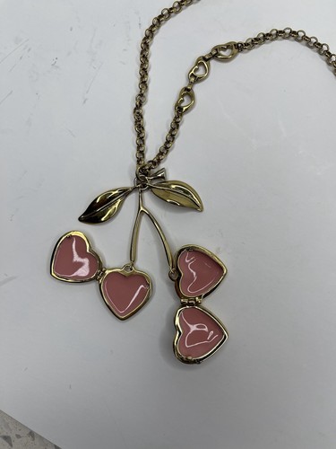 Vtg Very Rare Juicy Couture Cherry Heart Locket Necklace Gold Y2K 2000s Gelato - Picture 8 of 13