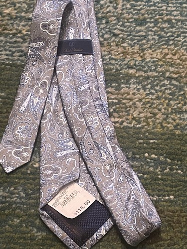David Donahue Gray Blue Paisley Italian Silk Handmade Woven Necktie New - Picture 5 of 14