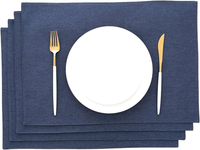 Platzset Stoff Dunkelblau 4Er Set Tischset Platzdeckchen 48 X 33 Cm Blau