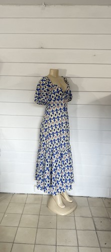 NEU Neu mit Etikett Zara bedrucktes Midikleid blau weiß CottageCore Medium M Ref 3139/725 - Bild 13 von 21