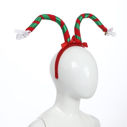 1Pcs Hair Hoop Candy Cane Style Headband w/Bow Bell Christmas Parties Head Wear - Picture 16 of 26
