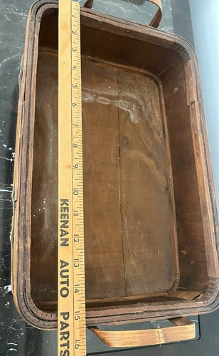 VTG Wood Rectangle Basket Trays W/Handle Hand Painted Green - Picture 9 of 15