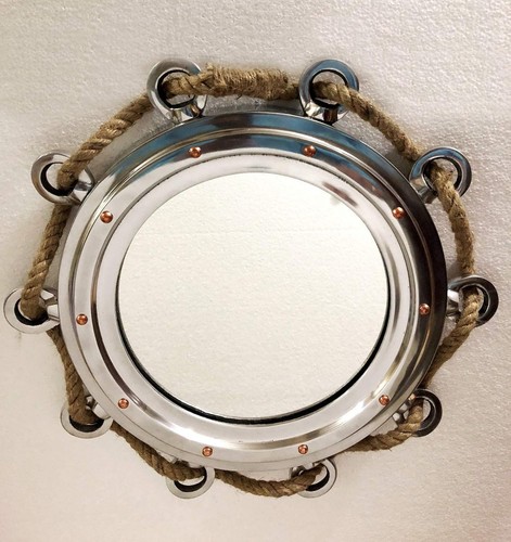 16 inch Porthole Aluminium Finish Port Mirror Wall Hanging Ship Porthole Decor - Picture 5 of 7