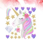  Cartoon Unicorns Star Heart Wall Stickers Nordic Style Kids Room Livingroom