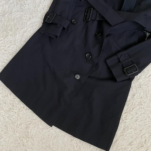 BURBERRY London Trench Coat Authentic Vintage Long Nova Check Dark Navy L/40 - Picture 4 of 24