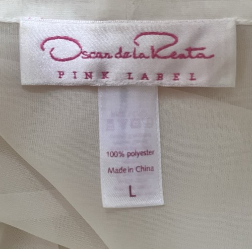 Oscar De La Renta Ivory Pink Label Knee Length Robe - Size Large - Picture 4 of 4