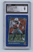 2021 DONRUSS OPTIC #208 JAYLEN WADDLE, BLUE SCOPE, CGC GRADE 9, ROOKIE CARD