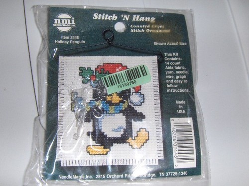 NEW NMI  Counted Cross Stitch Kit - mini with hanger - Stitch 'N Hang - Penguin - Picture 1 of 2