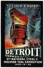 Vintage (Circa 1923) US Poster Stamp 9th National Steel And Machine Tool Expo