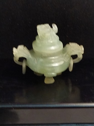 Antique Chinese Hand Carved Pale Nephrite Jade Incense Burner 3.5" - Picture 21 of 22