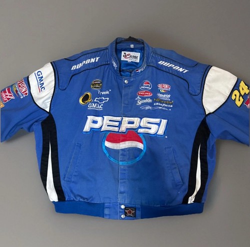 Rare Vintage JH Design Pepsi Jeff Gordon Jacke NASCAR #24 Herren Gr. 4XL Blau