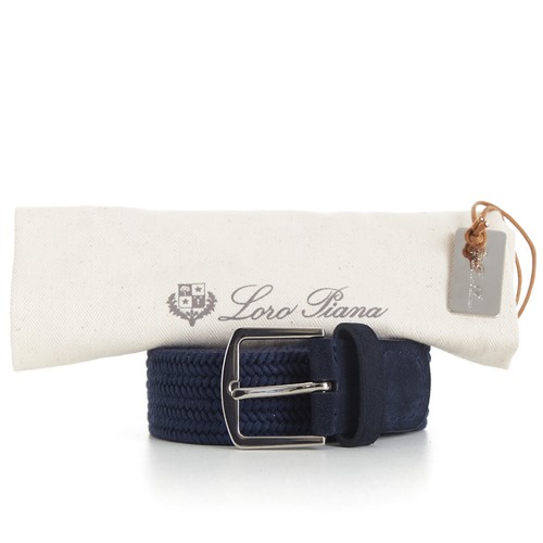 Loro Piana 595 $ geflochtener Baumwoll- und Wildledergürtel - Palladiumschnalle - Bild 11 von 11