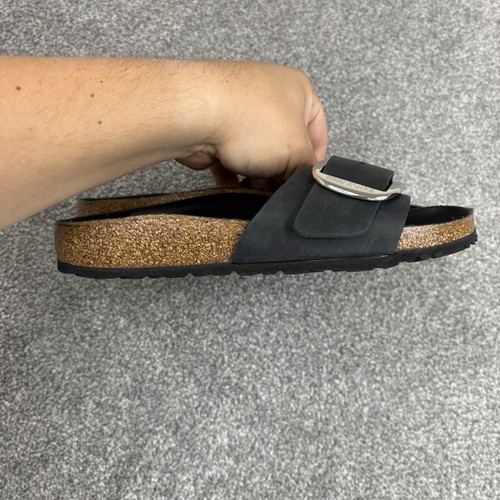 Birkenstock Madrid Big Buckle Patent Black Leather Slides Euro 38 Womens US 7 - Picture 8 of 9