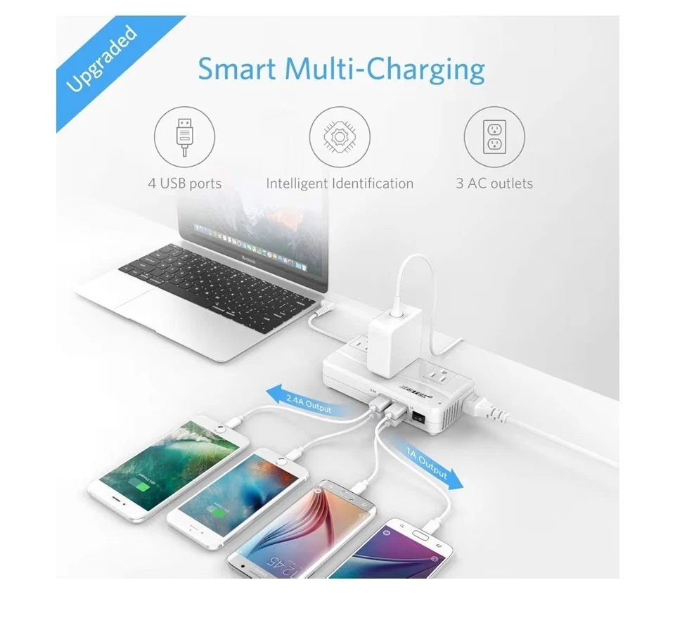 BESTEK Universal Travel Adapter 220V to 110V Voltage Converter with 6A 4-Port - Image 2 of 4