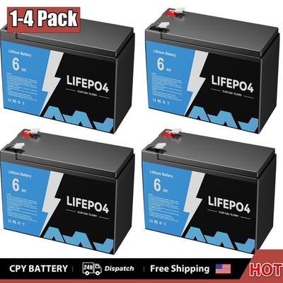 LiFePO4 Deep Cycle Rechargeable Lithium Battery 12V 6Ah Built-in BMS 5000+ Cycle