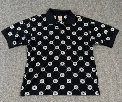 VTG Johnny Blaze Polo Men’s Large Money Dollar Signs All Over Print Y2K Graphic