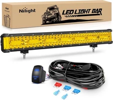 Nilight Side Shooter LED Light Bar 20 Inch Spot Flood Combo Yellow Beam and Wire