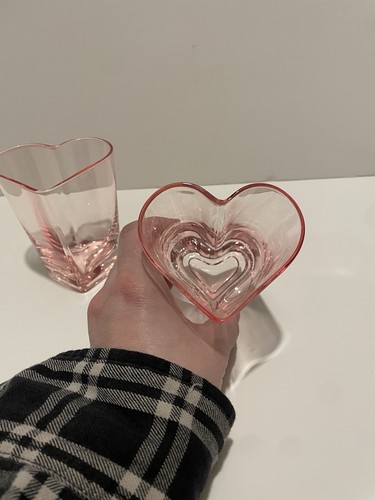 2-Pink Heart Shaped tumbler Glasses Wedding Valentines Love Celebration - Picture 7 of 17