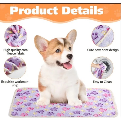 Warm & Soft Fluffy Fleece Flannel Pet Cat Dog Blanket Mat Throw 24x16" SMALL 4pk - Picture 2 of 6