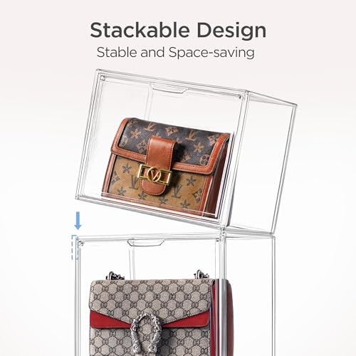 5 Pack Purse Storage Organizer for Closet, Large Clear Stackable Handbag - Picture 3 of 7