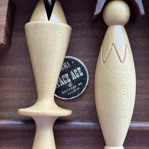 Vintage 1950s Anri Space Age Wood Chess Set MCM Designed by Elliott Original Box - Picture 9 of 24