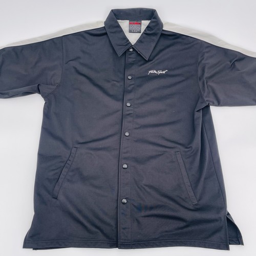 FUBU Sport Button Snap Shirt Mens Large Black Y2K Baggy Hip Hop 90s - Picture 2 of 7