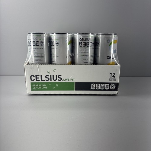 Celsius Lemon Lime Functional Energy Drink 12 Fl Oz 12 Pack Vegan No Sugar - Picture 6 of 6