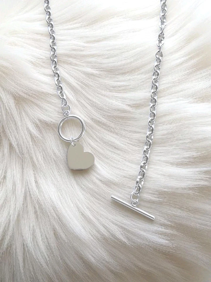 Collar Corazón Plata Personalizado, Collar Colgante Dije Corazón Plata Grabado Foto 2 de 4