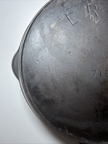 VTG Pre-Griswold “Erie” PA #10 E 716A Cast Iron Skillet w/ Heat Ring Used VGC! - Picture 4 of 24